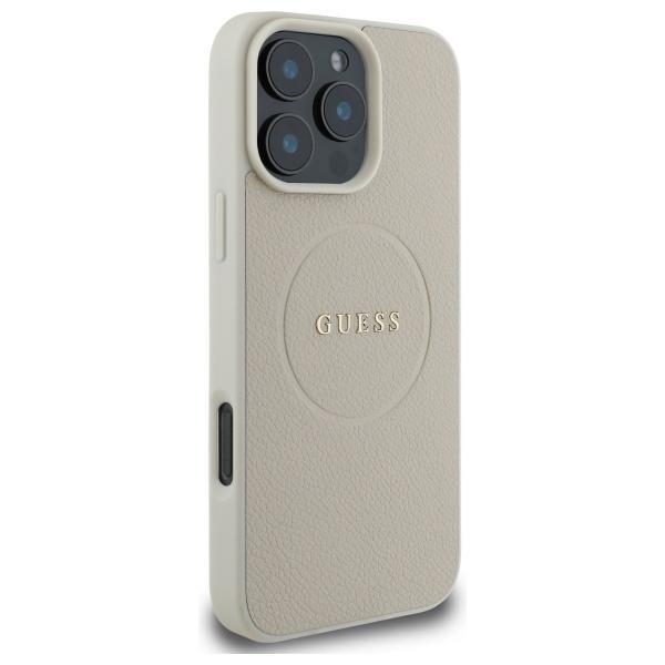 Etui do iPhone 16 Pro Max Guess Grained Ring MagSafe beżowe