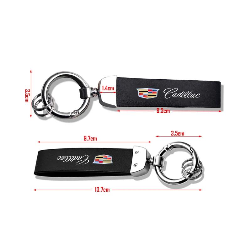 Car Logo Metal PU Leather Car Keychain Ring Auto Accessories For Cadillac Logo Escalade CTS ATS SRX XTS XT5 STS CT5 CT6 BLS XLR