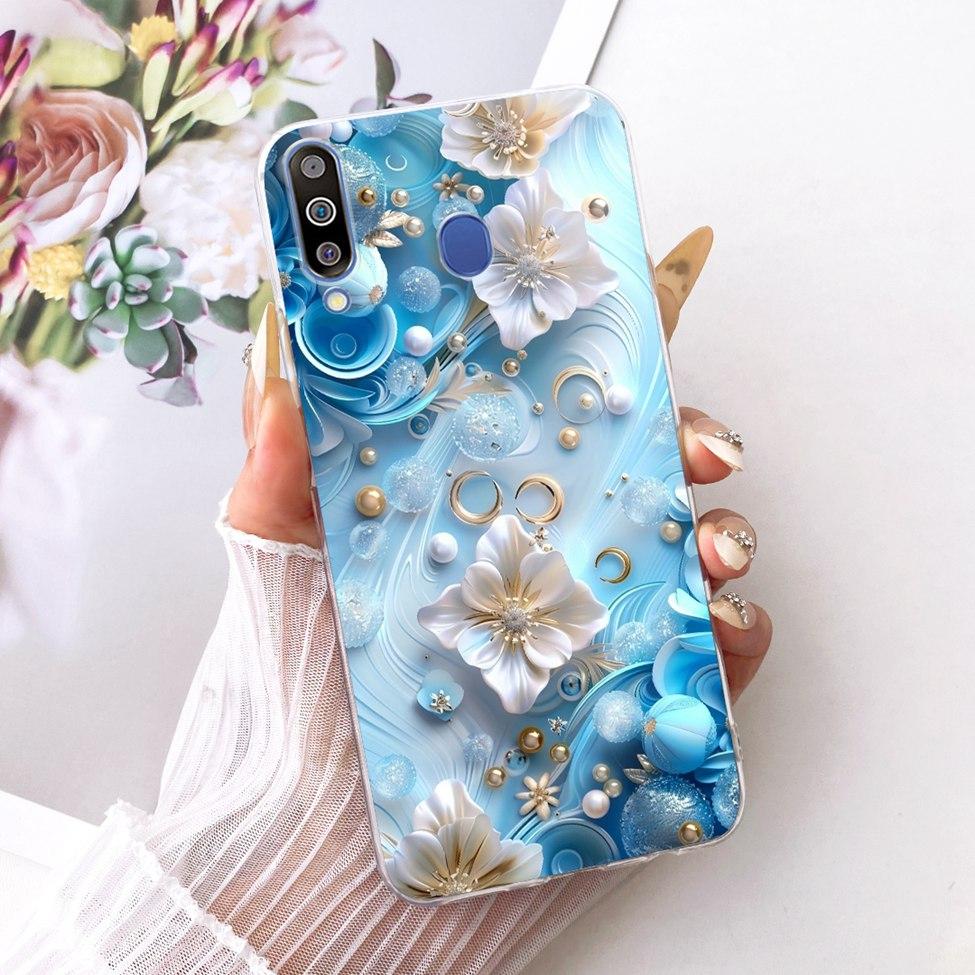 For Samsung A40S Case Transparent Cute Cat Fashion Butterfly Funny Painted Casing For Samsung Galaxy A40S Cover SM-A3050