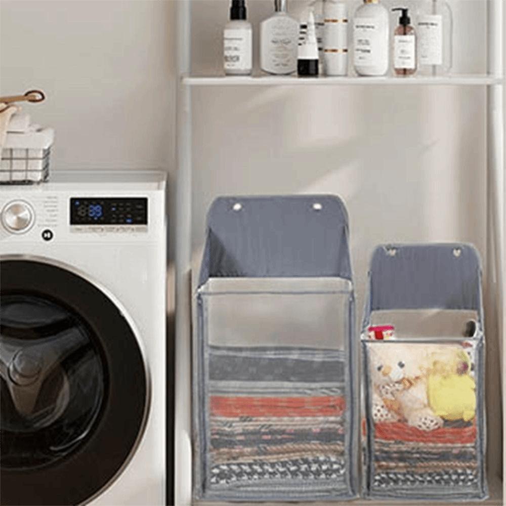 Large Capacity Hanging Mesh Laundry Basket Foldable Dirty Clothes Storage Bag Bedroom