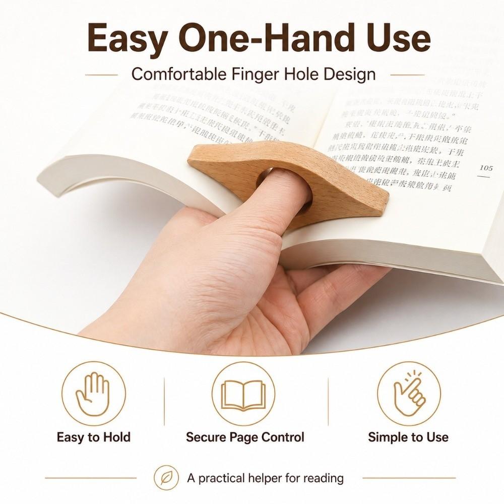 Solid Wood Page Keeper Single Hand Reading Reading Aid Bookmark Thumb Book Page Holder  Students
