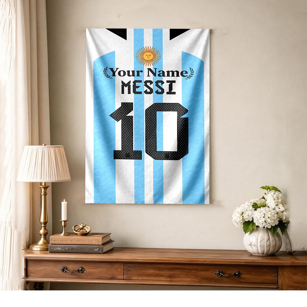 Football Messi Personalized Text Tapestry Decorative Wall Tapestry Vibrant Fade-Resistant Print Suitable for Home Decor Four Seasons Decor