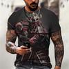 Japanese Samurai Print T Shirt For Men Fashion Trend Harajuku Short Sleeve Tops Summer Vintage Clothes Casual O-neck Loose Tops