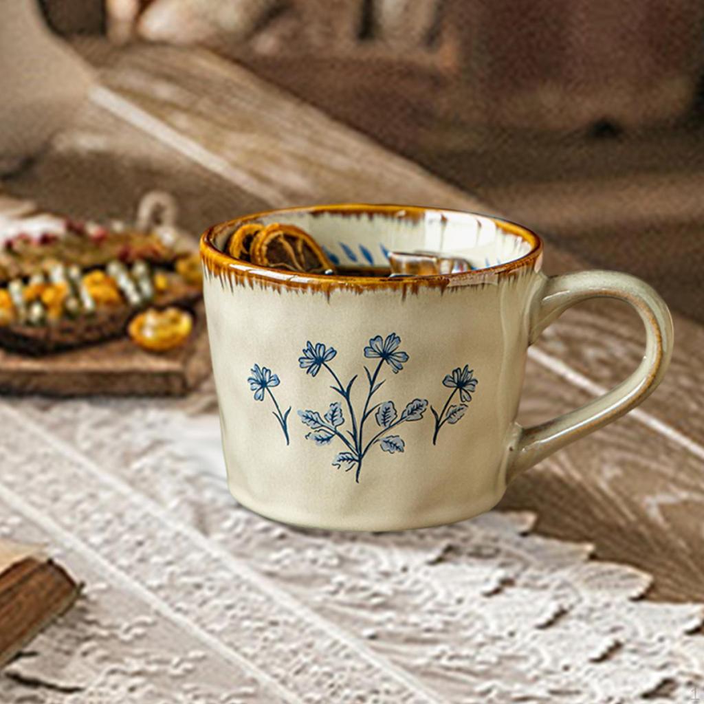 Керамическая кофейная кружка 385 мл Оригинальная посуда большой вместимости с нескользящей ручкой Вода Напиток