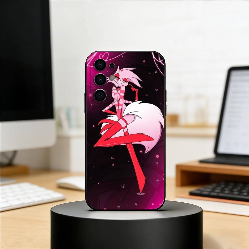 H-Hazbin H-Hotel Ангел Пыль Чехол для Телефона Для Samsung S25,S24,S21,S22,S23,S30,Ultra,S20,Plus,Fe,Lite,Note,10,Черный Чехол