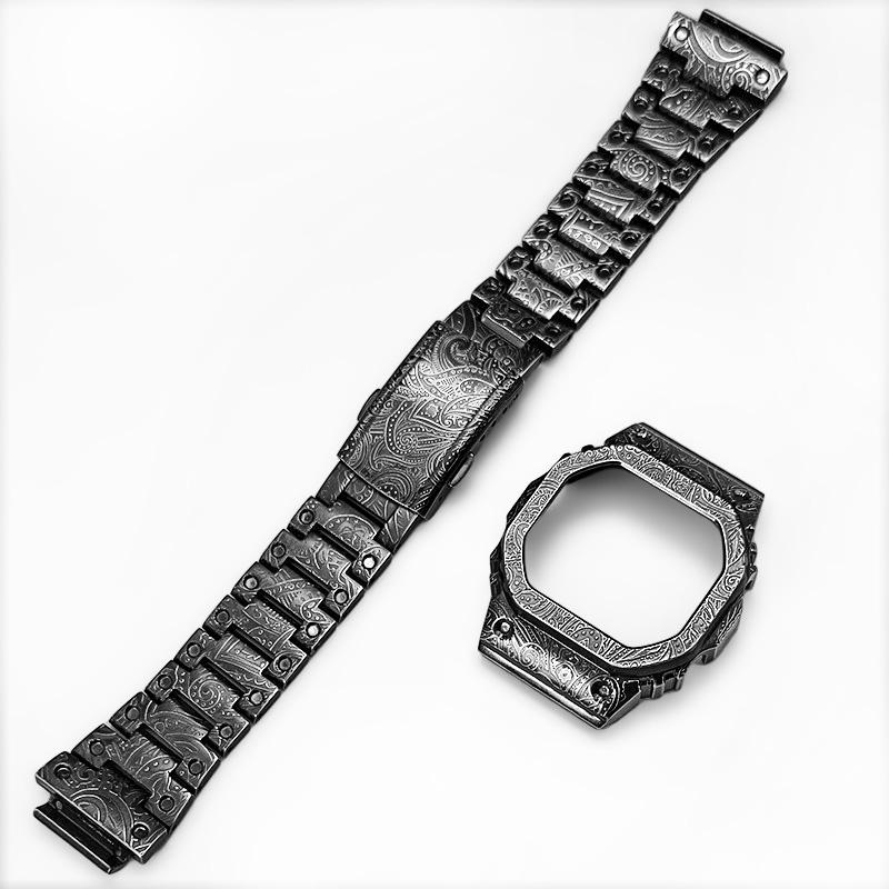 DW-H5600 Винтажный гравированный Мод-комплект Для Casio G-SHOCK Маленький квадратный DW H5600 модифицированный корпус корпуса часов из цельной нержавеющей стали мужской