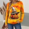Spring and Autumn Round Neck 3D Halloween Printed Top Fashionable Casual Long Sleeved Women's T-shirts