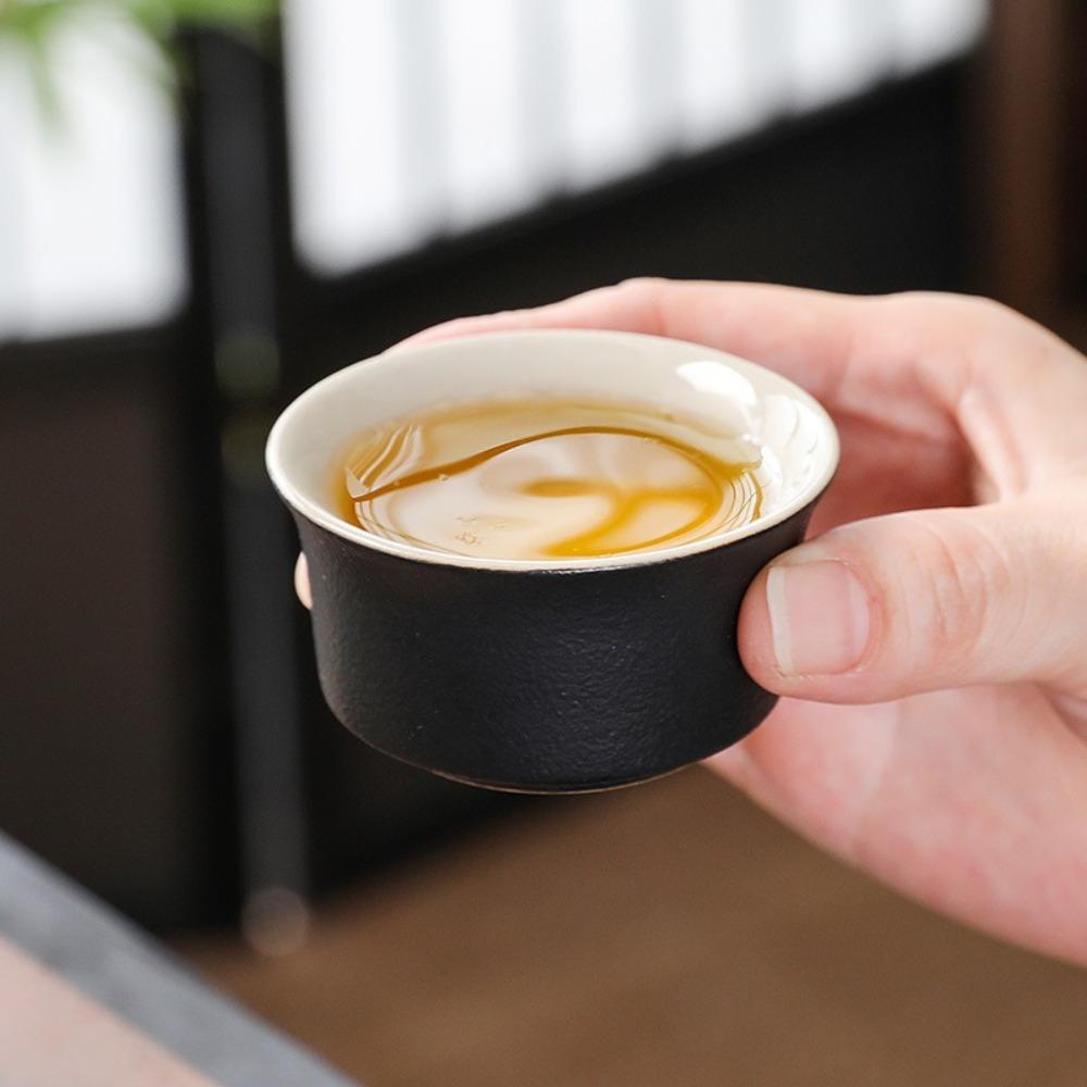 6PCS Black Tea Cup Heat-resistant Single Cup Household Tea Bowl  Home