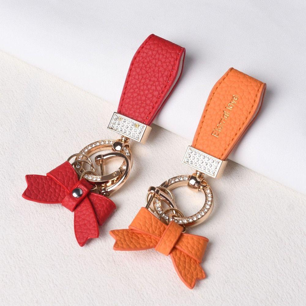 Держатель для ключей Роскошный брелок из натуральной кожи Брелок-бабочка со стразами Автомобильные аксессуары