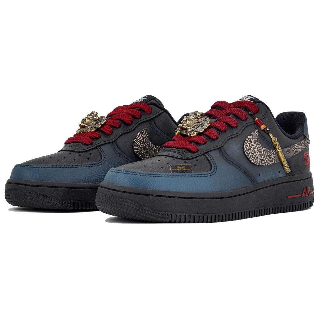 Nike Nike Air Force 1 Нескользящие Устойчивые к истиранию Низкие Кеды для скейтбординга Унисекс Черный Золотой CW2288-001(Team113-S-BOX)