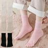 1 пара хлопковых зимних махровых чулочно-носочных изделий для защиты от холода, носки-полуноски с пятью пальцами, толстые носки для ног, дышащие, для сна, для женщин