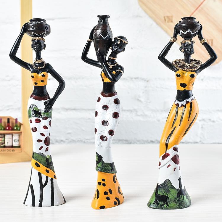Exotic African Character Resin Doll Ornaments - Set of Three