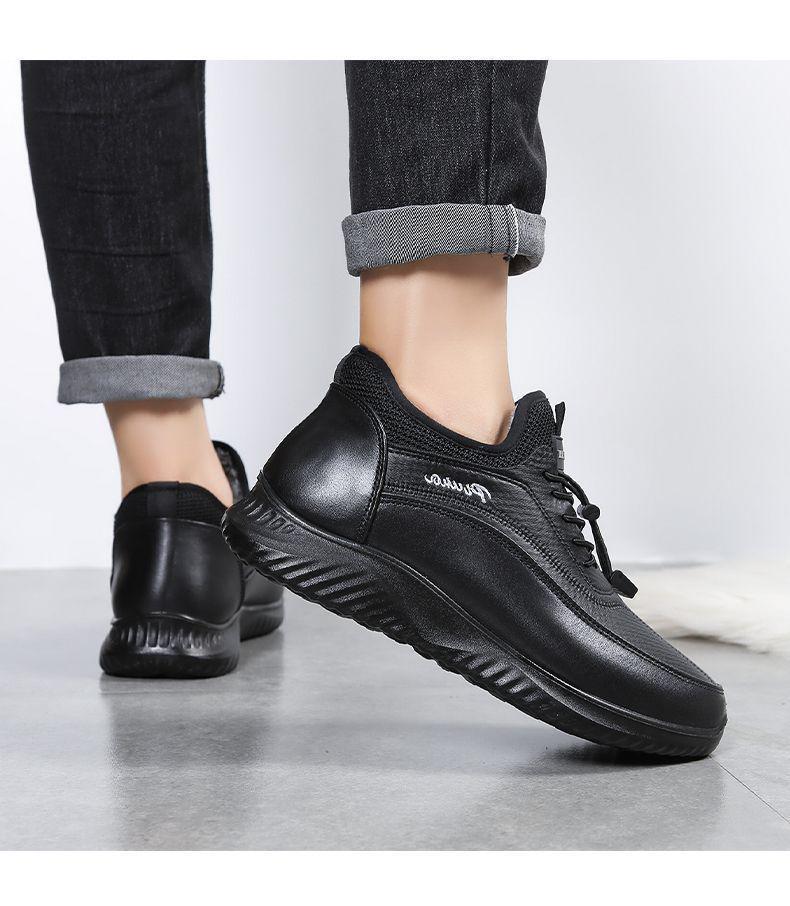 Мужские зимние ботинки из толстой теплой бархатной ткани для людей среднего и пожилого возраста - обувь для ходьбы с мягкой подошвой