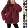 Женская плюшевая куртка, повседневная, с длинным рукавом, большого размера, теплая, с двойной молнией, зимняя, плюшевая куртка