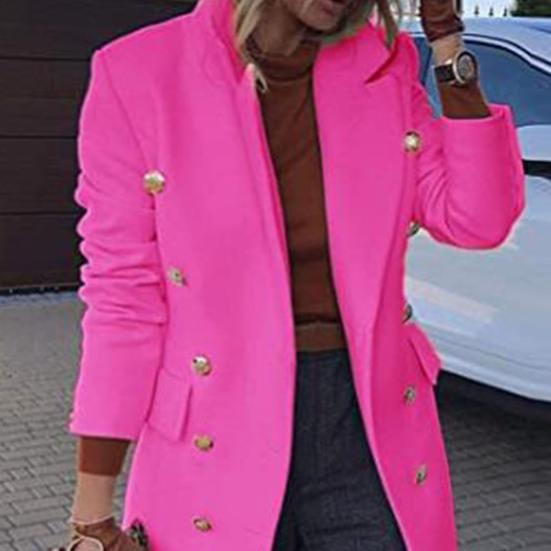 Женское шерстяное пальто длиной до колена на осень-зиму, двубортное пальто с лацканами и длинными рукавами, однотонная верхняя одежда, уличная одежда