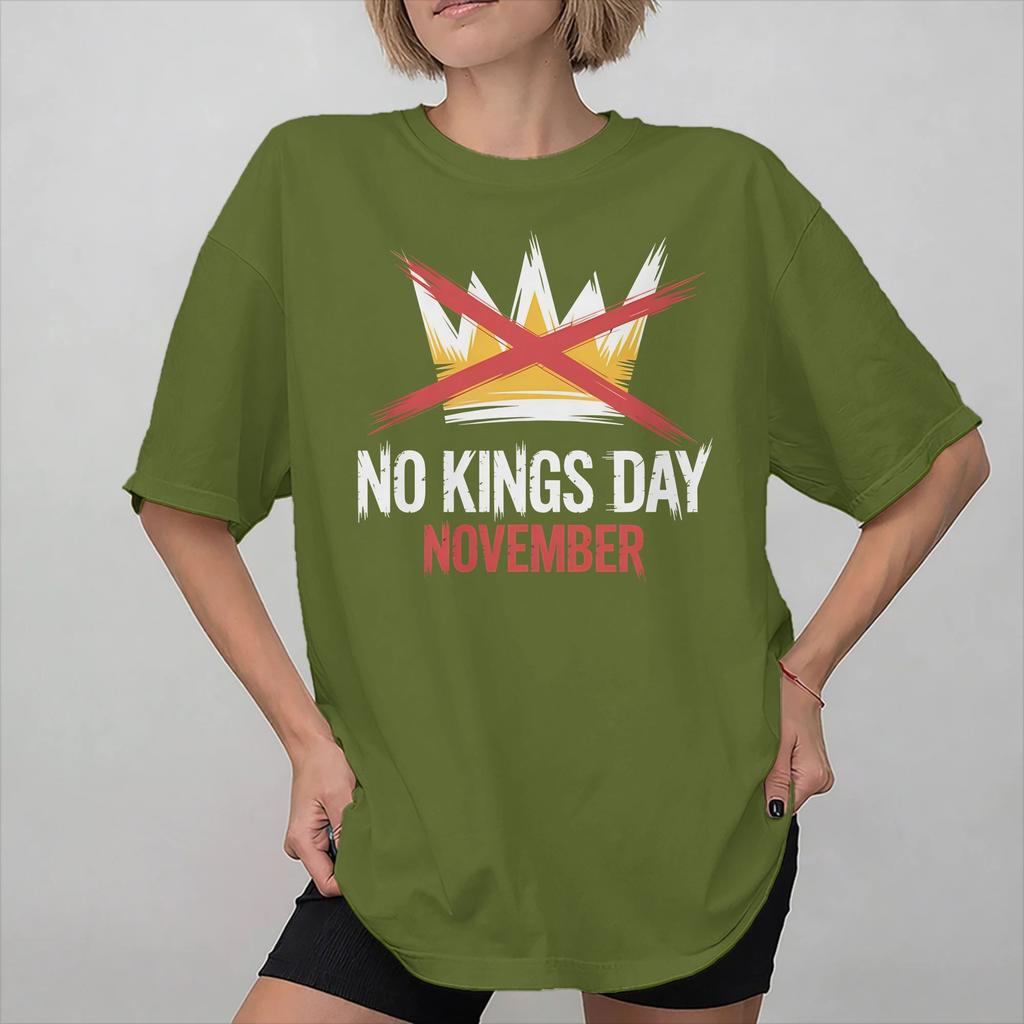 No Kings In America Graphic Printed T Shirts Unisex Women  Cotton  Tee Shirt Clothing