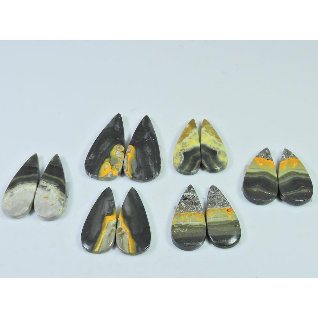 14-30 MM Natural Bumble Bee Jasper Pair Pear Cabochon Gemstone 06 Pair Lot C-760