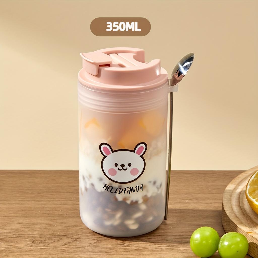 Portable Breakfast Oat Cup With 316 Stainless Steel Spoon Plastic Milk Yogurt Oatmeal Jar Leak Proof Food Container