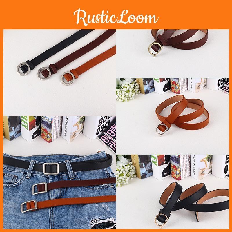 Simple Color Solid Metal Buckle Decor Women Waist Belt With No Punching Design