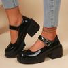 Fashion Patent Leather High Heels Mary Jane Shoes for Women Fashion Buckle Strap Platform Pumps Woman Japanese Thick Heel Lolita Shoes