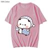 Couple Shirts Kawaii Cute BuBu Panda Going To Sleep with DuDu Bear Graphic Tshirt 100% Cotton Men Women Clothes Long Sleeve Tees