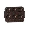 Bakeware Metal Halloween Skull Cake Pan 6 Grids Bronze Color Skull Baking Cake Mold Stereoscopic 3D Baking Pan Pancake