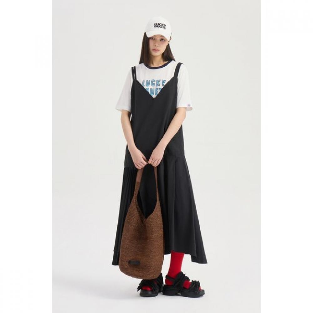 Lucky Chouette V Neck Pleated Long Dress Lqdaw25100