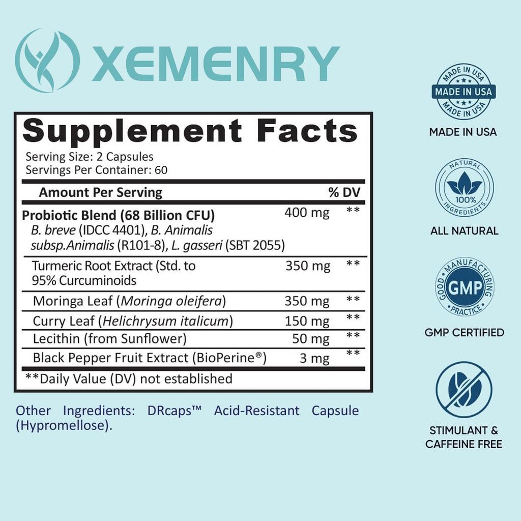 XEMENRY - Probiotic Supplement Capsules for Women - Plant Extracts - Digestive Health