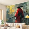 1pc Red Samurai Warrior Tapestry, 3D Wall Hanging Retro Style Living Room Bedroom Office, Perfect Gift for Party Decoration
