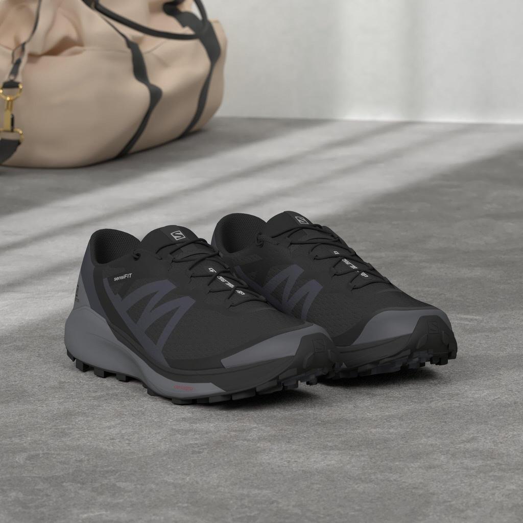 Salomon SENSE RIDE 4 Trail Running Shoes, Men's, Black/Quiet Shade/Ebony, Size 27.5 cm