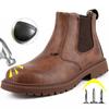 Fashion Waterproof Safety Shoes For Man Puncture Proof Work Safety Boots Men Chelsea Boots Steel Toe Work Shoes Industrial Security Male