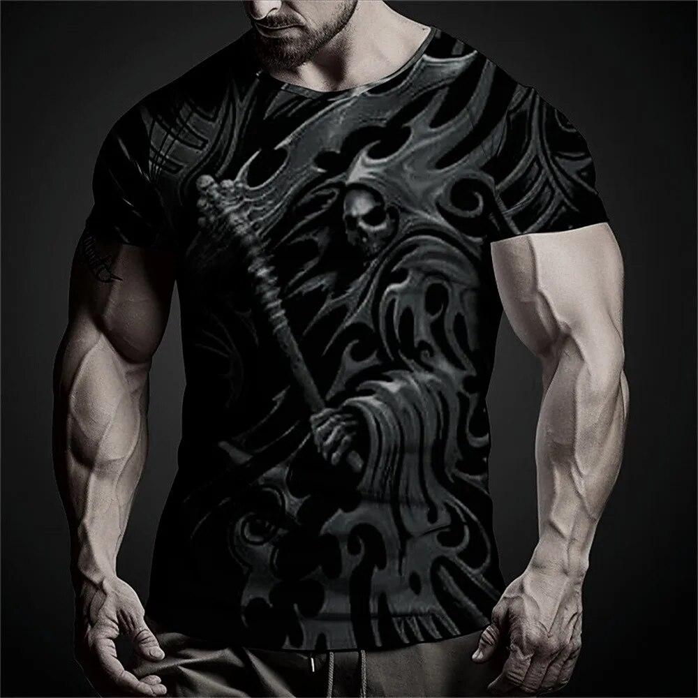 New Skull Men's T-Shirt Tops Summer Fashion Men's Short Sleeved Clothing Men Oversized O-Neck T Shirt 3d Printing Skulls Blouse