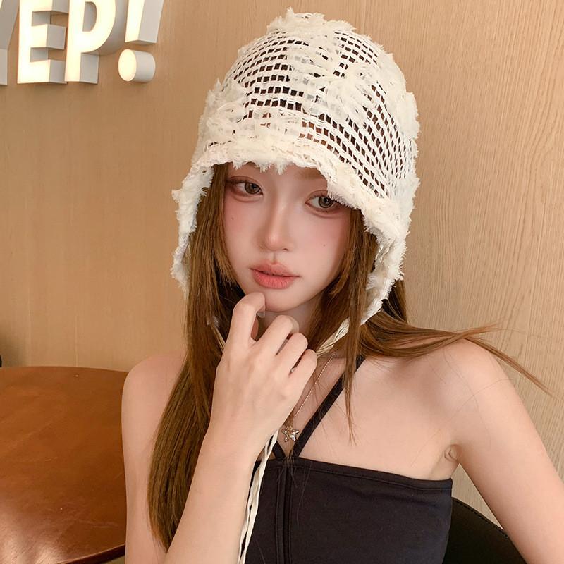 Color Solid Flower Knitting Versatile Unisex Alphabet Fall Winter Hat Outdoor