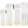 16Pcs Gold Dinnerware Cutlery Set Knives Fork Coffee Spoon Flatware Set Western Stainless Steel Tableware Silverware Kitchen Kit