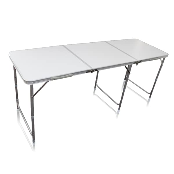 MERMONT Outdoor Table Large Folding 180cm X 60cm Height Adjustable Compact Aluminum Table Outdoor Camping Lightweight Fishing Workshop Event Use