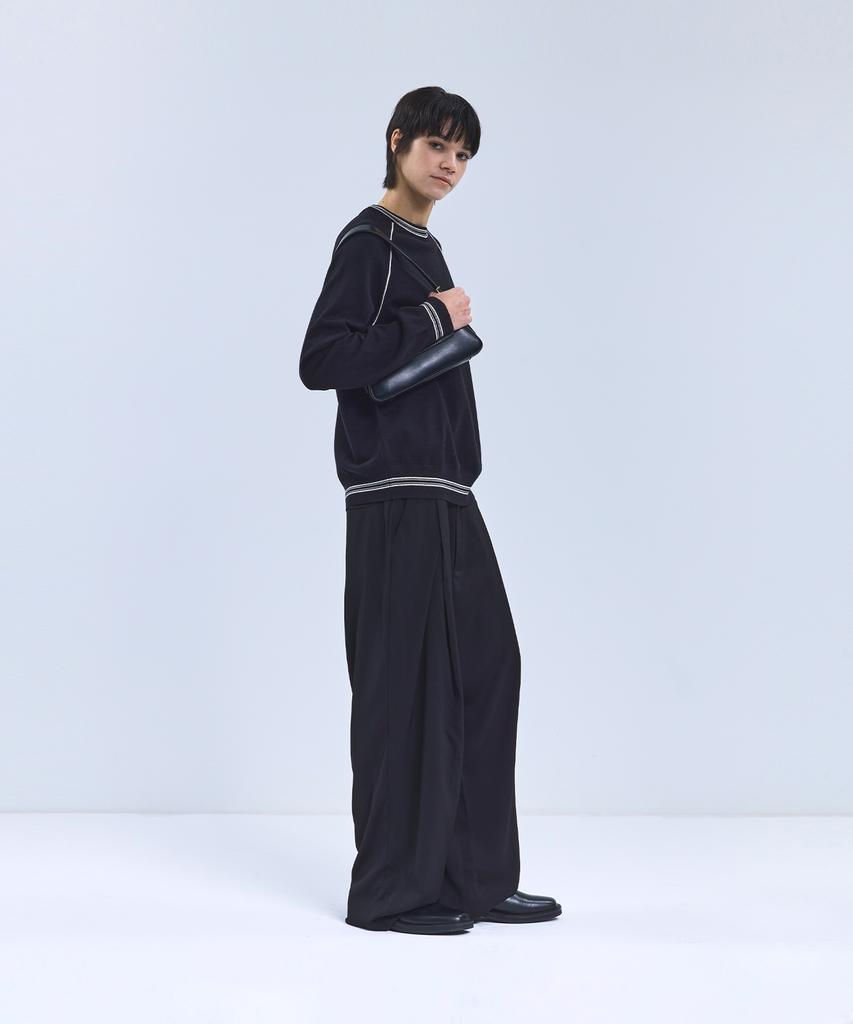 IRONYPORNO WHITELINE 86-Iroj361 Color Line Point Long Sleeve Knit Black