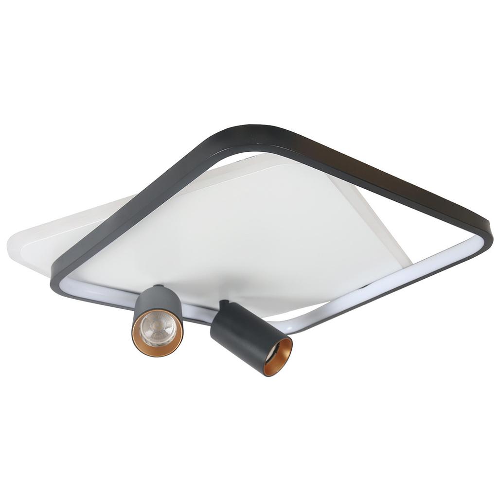 Plafon Sufitowy Nowoczesny Dekoracyjny Czarno-Biały Kwadratowy Zmienna Barwa Led 36W + 2Xgu10 15W Ruchome Reflektorki Parma Light Prestige