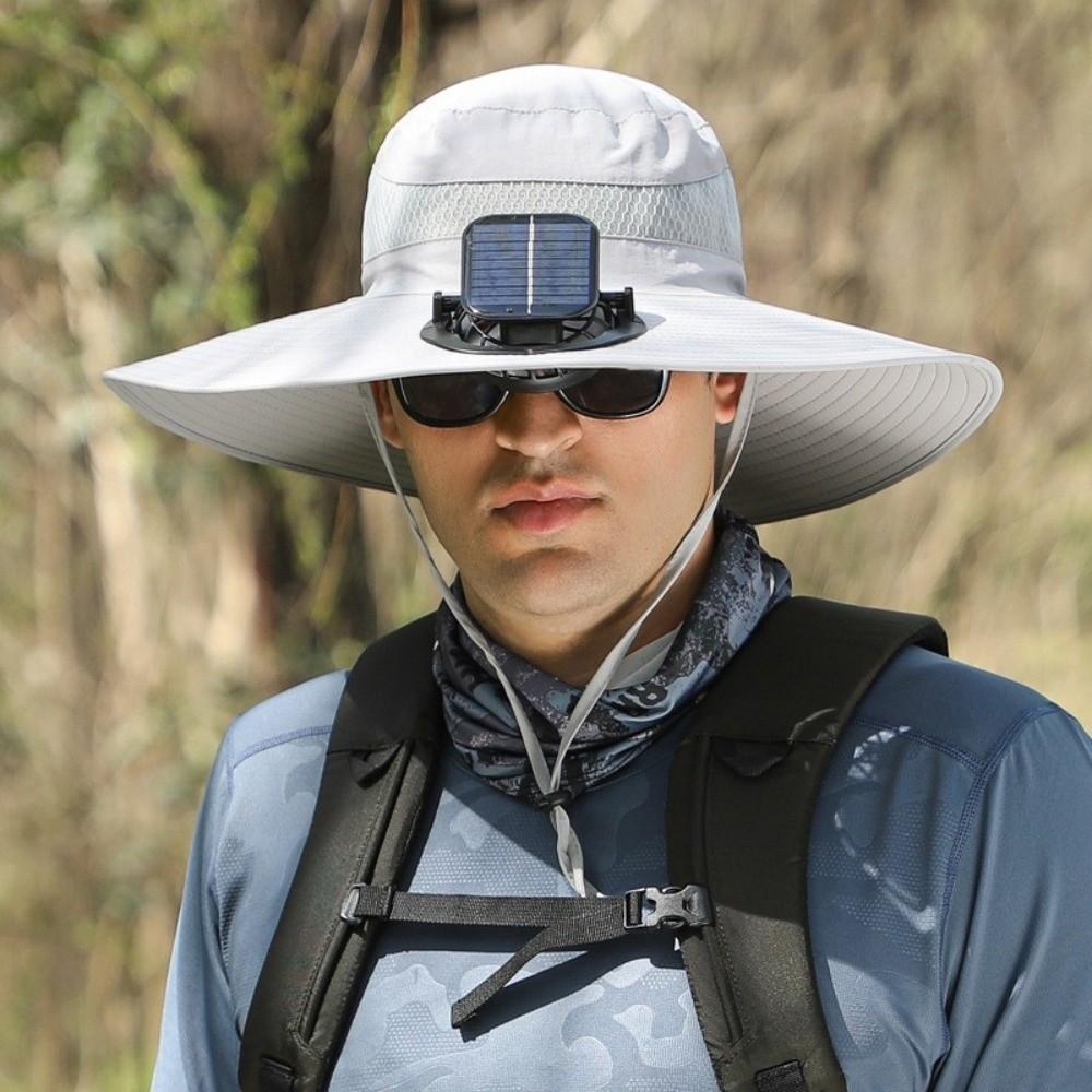 Breathable Solar Fan Hat UV Protection Fishing Bucket Hat Sun Hat with Fan  Hot Weather