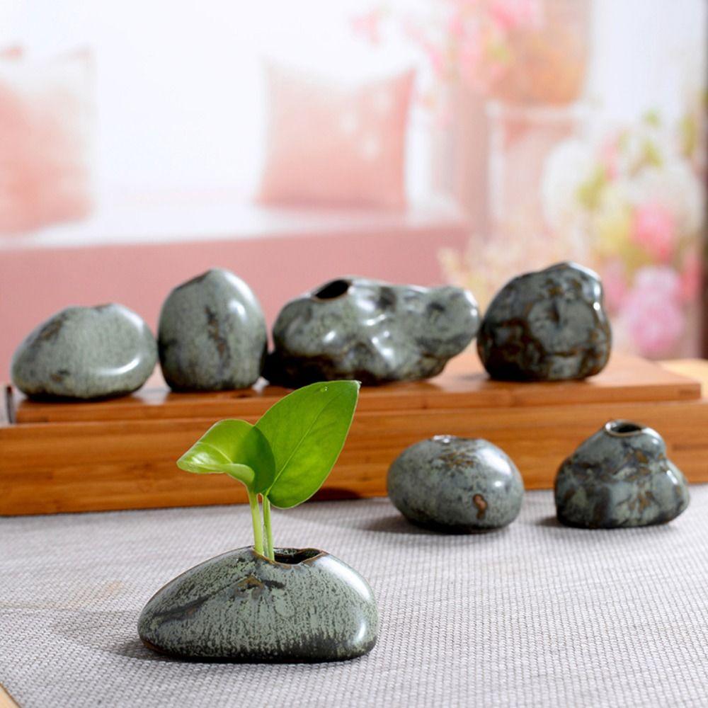 Smooth Stone Vase Ornament DIY Hydroponic Flower Vases Ceramic Mini Vases Hotel Supplies