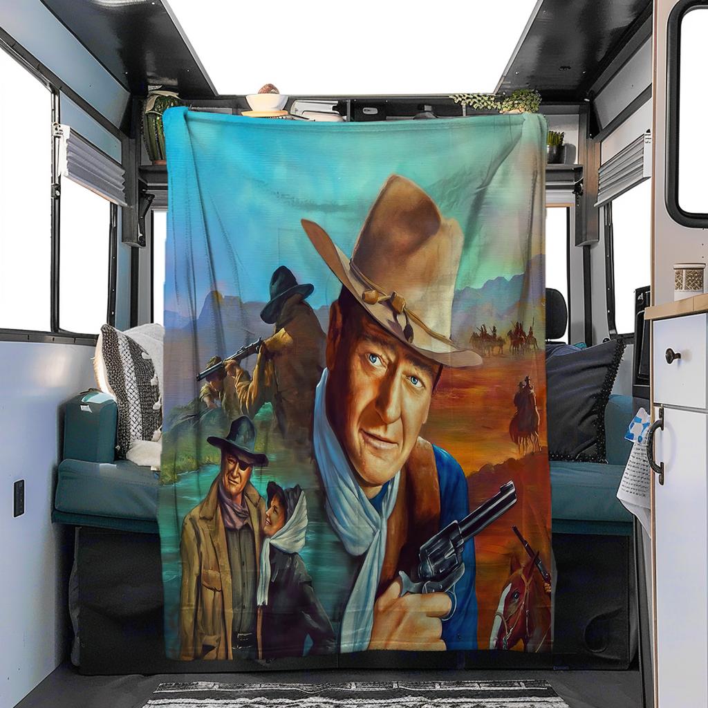 1pc John Wayne's Western Cowboy Trail blanket, al season lightweigh Poster blanket home office outdoor nap multifunc Poster blanketional blanket