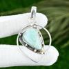 Sterling Silver Natural Amazonite Bezel Mother Art Deco Wedding Pendant Jewelry