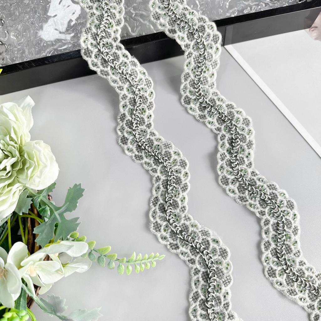 3,5 см Волна Вышивка бисером Прядь Украшение Штрих-код Одежда Платье Дом Багаж Кружевные Аксессуары