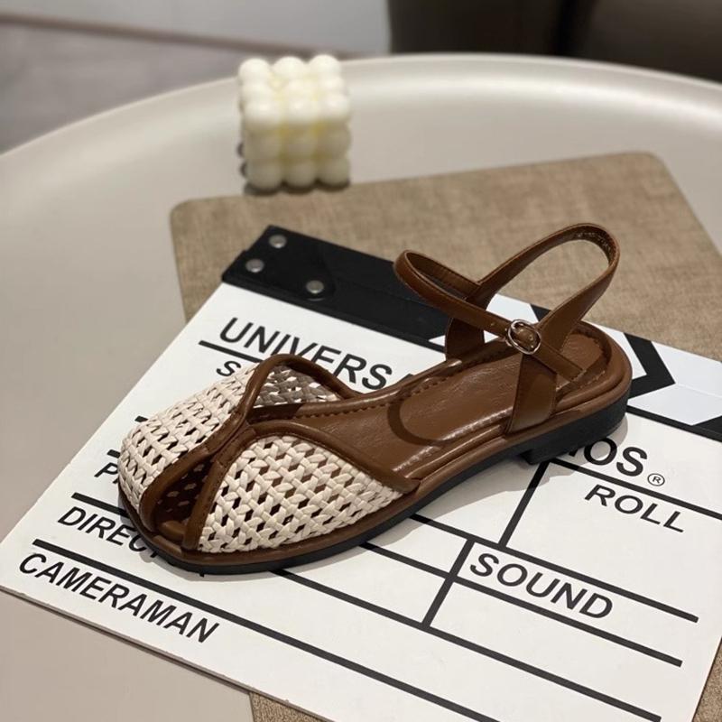 Мода 2025 Новые Ретро Женские Сетчатые Балетки Сандалии Дизайнерская Обувь с Открытым Носком Летний Тренд Модная Обувь для Ходьбы Мягкая Обувь Неглубокая Обувь с Пряжкой