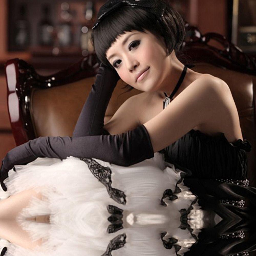 Длинные варежки из сатина, вечерние формальные перчатки для женщин, длинные перчатки, согревающие руки, перчатки с полными пальцами