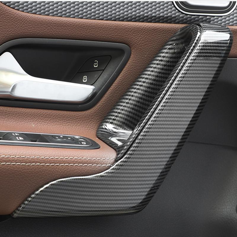 Цветная дверная ручка из углеродного волокна, украшение рамы для Mercedes Benz W177 C118 CLA A Class, внутренний подлокотник, крышка дверной ручки