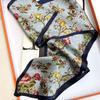 Silk Scarf Temperament Versatile Blue Floral Mulberry Silk Silk Scarf Thin Narrow Long Double-Sided Scarf Streamer