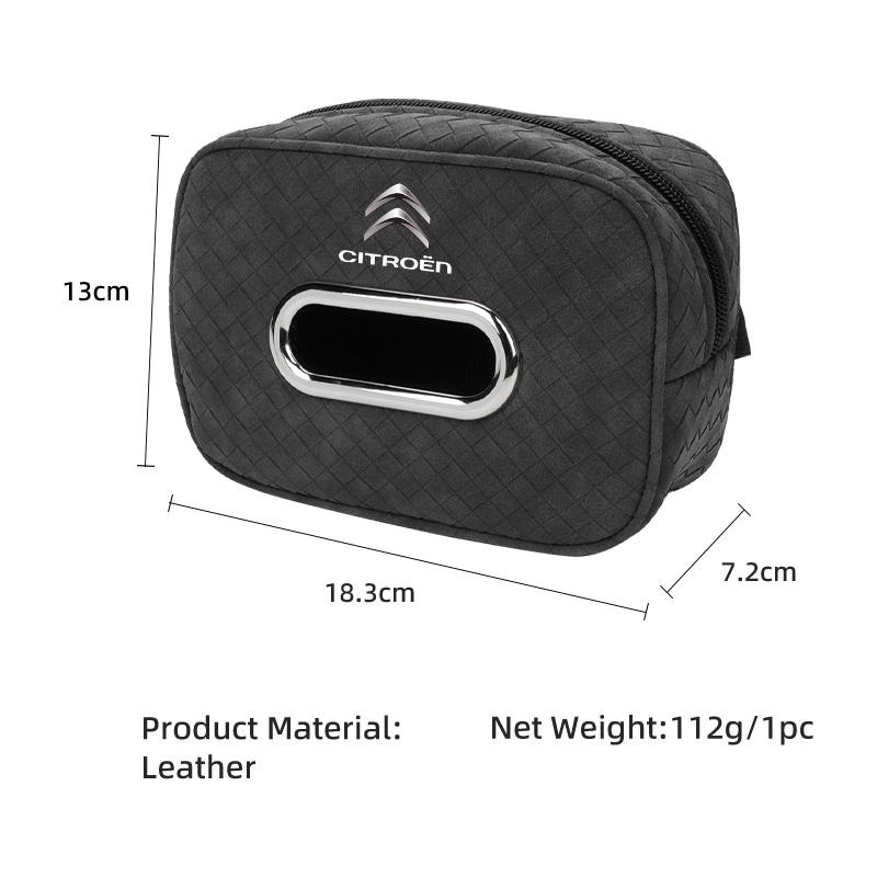 Car Plaid Tissue Holder Leather Tissue Box Seatback Hanging Bag Accessories For Citroen C4 C3 C5 C1 C2 C-Elysee Berlingo Picasso