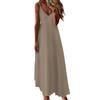 Женское летнее повседневное модное однотонное длинное платье без рукавов с V-образным вырезом, повседневные платья