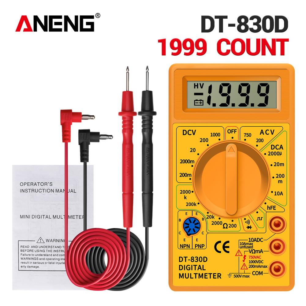 Aneng DT830D мини-цифровой мультиметр, вольтметр, тестер напряжения, ампер-ома, амперметр постоянного тока и переменного тока, измеритель мощности с зондом, зуммером