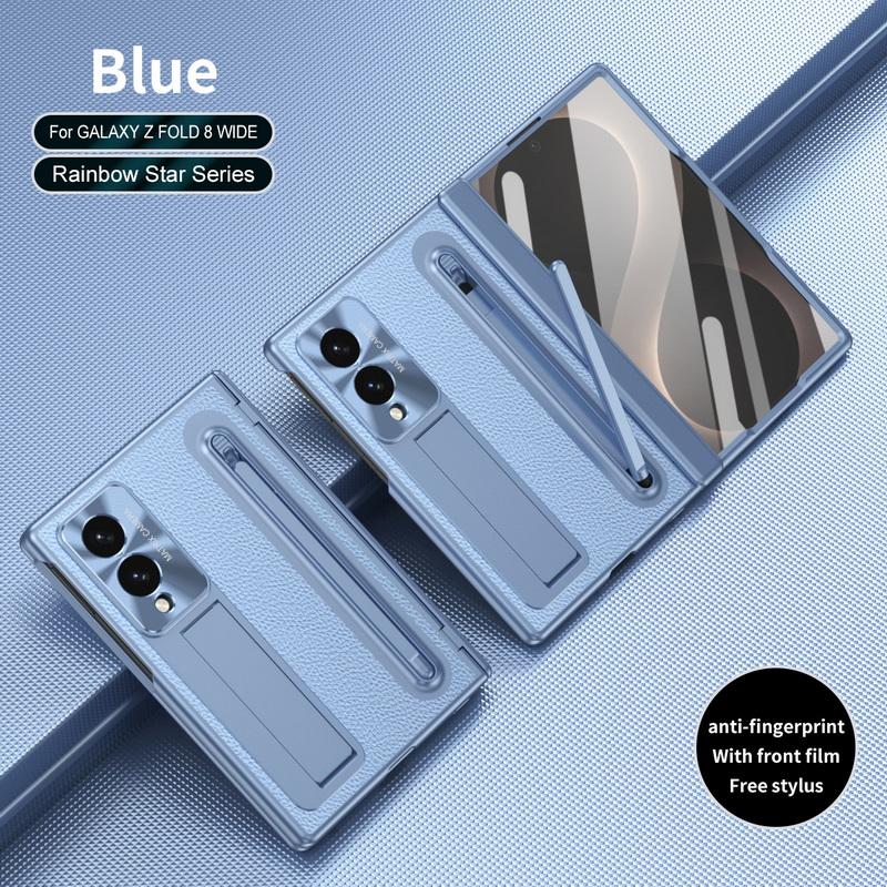 Кожаный чехол с покрытием для телефона Samsung Galaxy Z Fold 8 Wide 7 6 5 4 TriFold Роскошная крышка со скрытой подставкой, с отсеком для стилуса и защитной пленкой для экрана S Pen